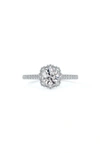 Forevermark Center Of My Universe® Floral Halo Engagement Ring With Diamond Band In Platinum-d1.00ct