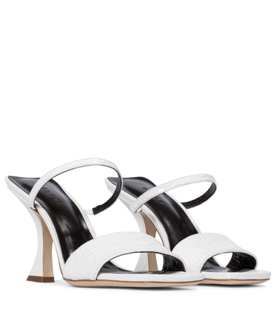 By Far Nayla Croc-effect Leather Sandals In White