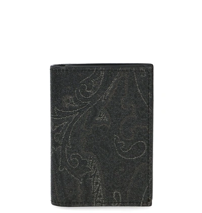Etro Paisley Patterned Cardholder In Black