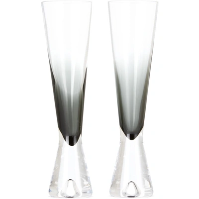 Tom Dixon Black Tank Champagne Glass Set In Clear Grad