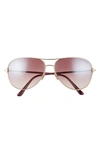 Tom Ford Clark 61mm Gradient Aviator Sunglasses In Rose Gold/ Bordeaux Mirror