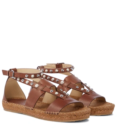 Jimmy Choo Denise Leather Espadrille Sandals In Brown