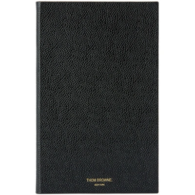Thom Browne Black Pebble Grained Large Notebook In 001 Black