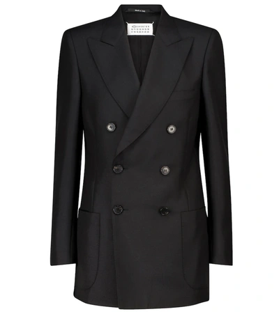 Maison Margiela Wool Blend Double Breasted Jacket In Black