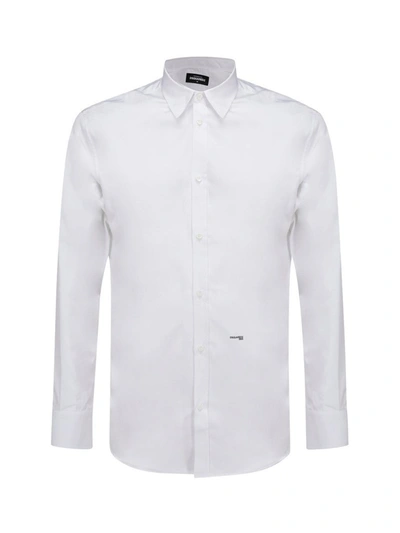 Dsquared2 Logo Printed Concealed Fastened Shirt In White