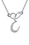 Lafonn Initial Pendant Necklace In E - Silver