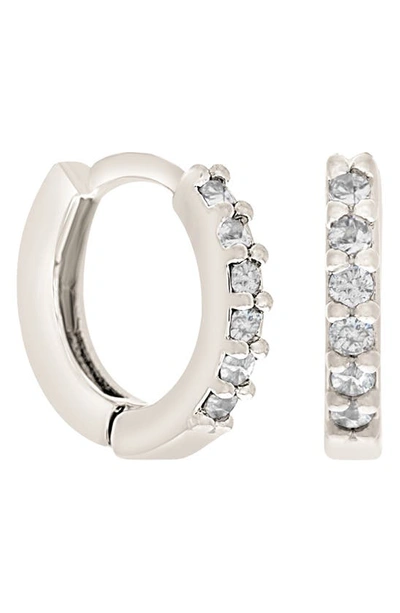 Girls Crew Cubic Zirconia Mini Hoop Earrings In Silver-tone