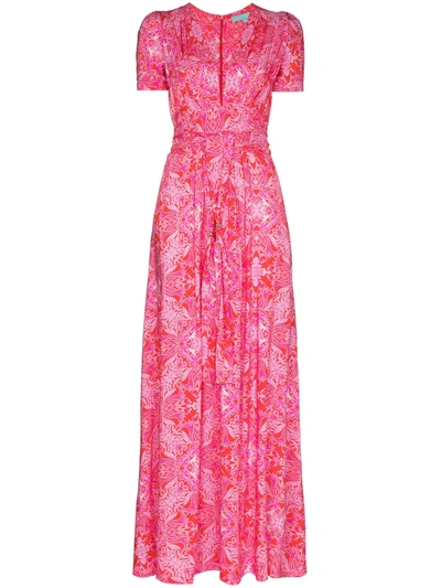 Melissa Odabash Lou Belted Floral-print Voile Maxi Dress In Pink