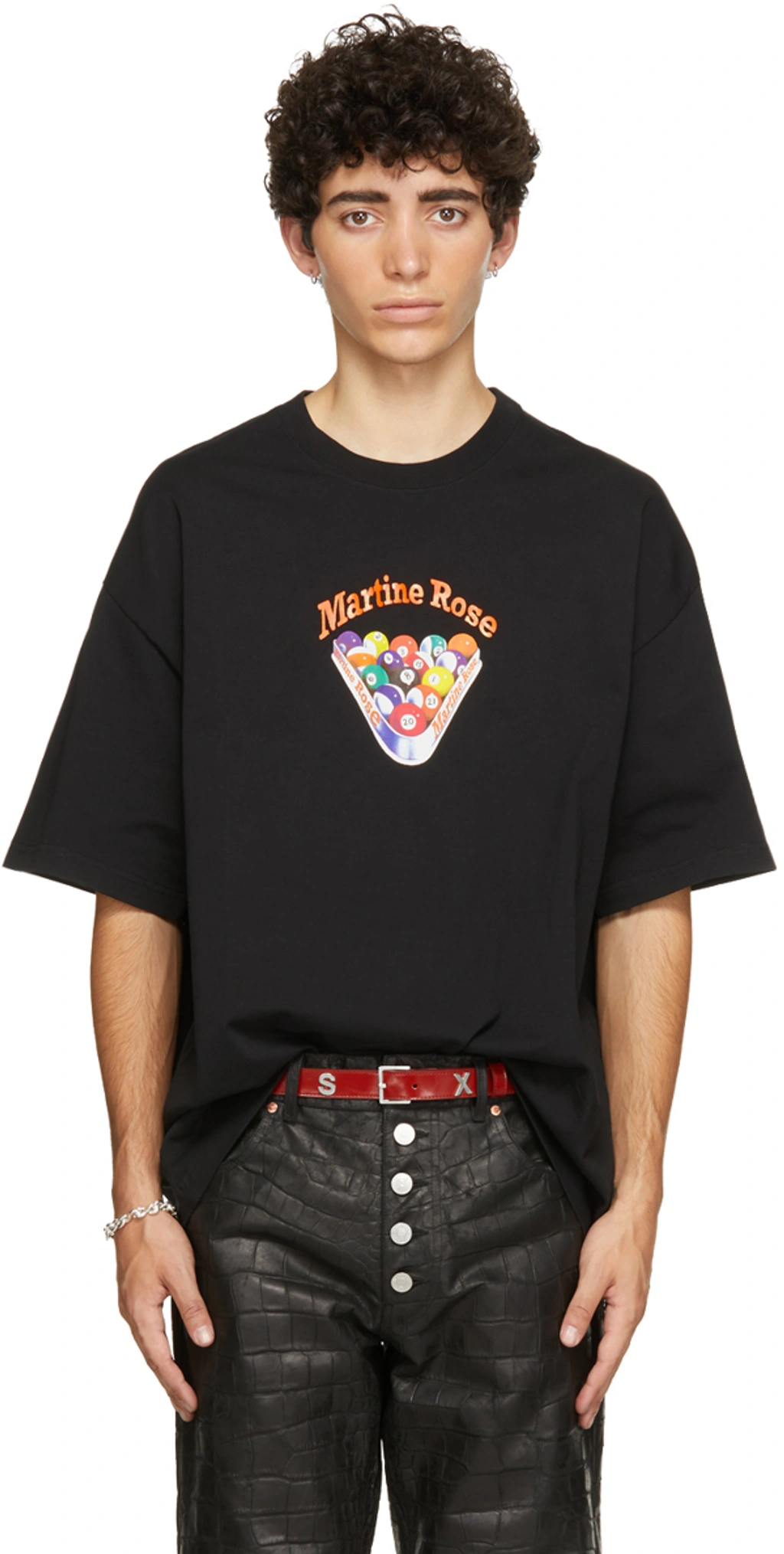Martine Rose Brittle Pool-logo Cotton-jersey T-shirt In Black