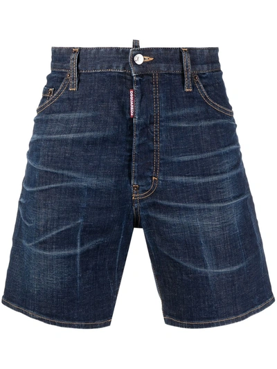 Dsquared2 Blue Mid-rise Denim Shorts