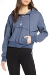 Free People Fp Movement Believe It Lace-up Hoodie In Navy