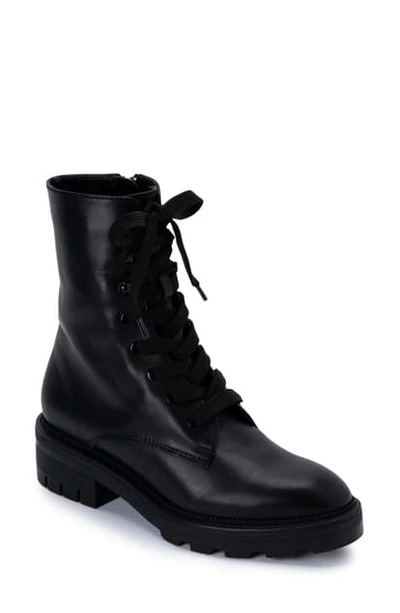 Dolce Vita Women's Lottie Almond Toe Leather Combat Booties In Black Eco