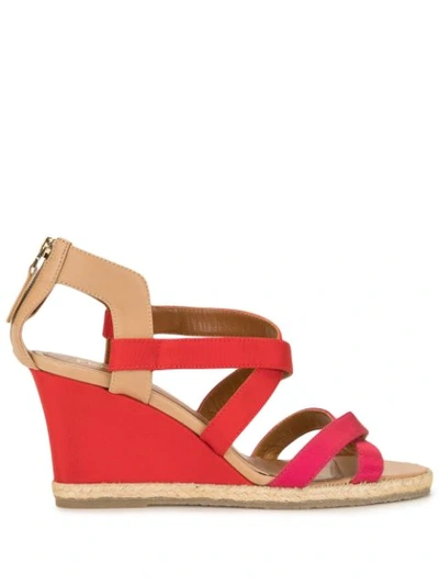 Pre-owned Fendi Strappy Wedge Sandals In Pink