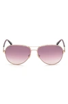 Tom Ford Clark Metal Aviator Sunglasses, Pink/gold In Violet