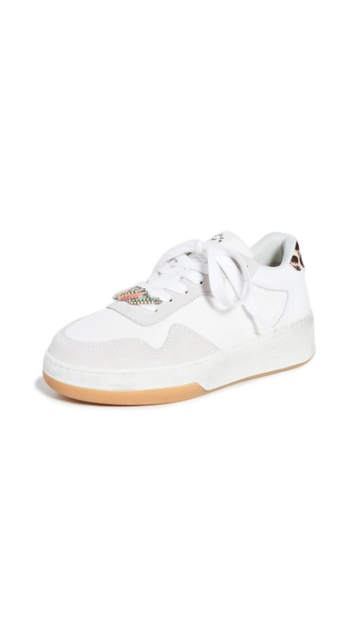 Loeffler Randall Keira Leather, Suede & Leopard-print Calf Hair Sneakers In White