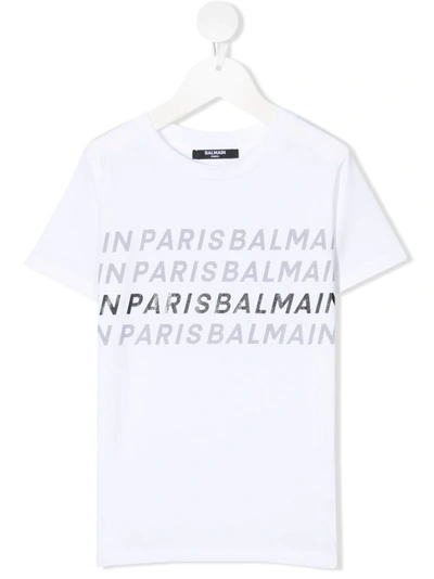 Balmain Teen Graphic-print Cotton T-shirt In White
