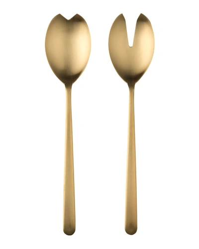 Mepra Linea 2-piece Fork & Spoon Salad Servers Set In Gold-tone