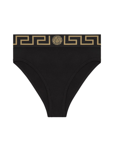 Versace Swim Slip Lycra Vita Reciclato In Black