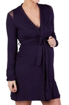 Cache Coeur Serenity Lace Trim Maternity Robe In Blueberry