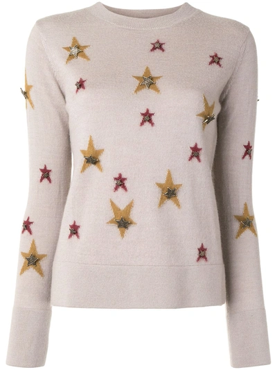 Pre-owned Chanel 1990s Star Intarsia Knit Jumper In Brown