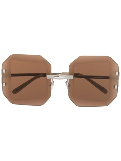 Marni Eyewear Oversized Sunglasses In 028 Palladium