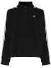 Adidas Originals Adicolor 3-stripe Quarter Zip Fleece Sweatshirt In Black