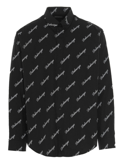 Balenciaga Logo Shirt Over In Black