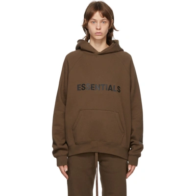 Essentials Ssense Exclusive Brown Logo Hoodie In Rain Drum