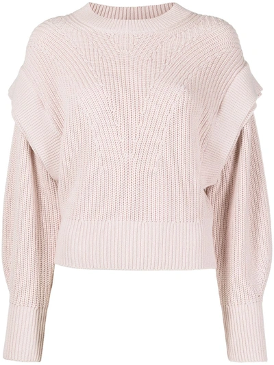 Iro Kharla Strong Shoulder Crewneck Sweater In Pink