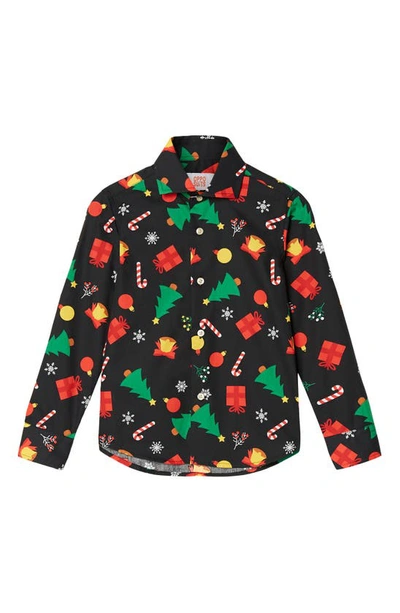 Opposuits Kids' Christmas Icons Shirt In Black