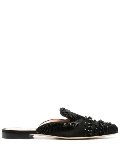 Alberta Ferretti Crystal Embellished Mules In Black