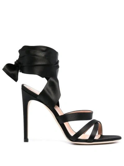 Alberta Ferretti Wrap-around Ankle Sandals In Black