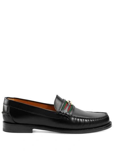 Gucci Logo-plaque Detail Loafers In Black