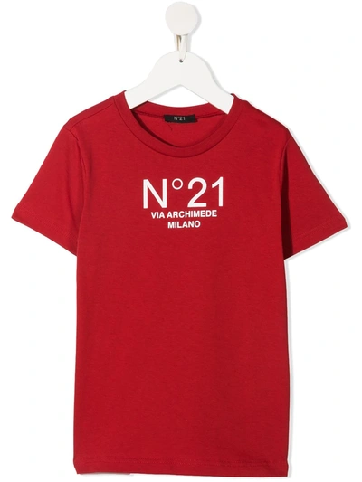 N°21 Teen Logo-print Short-sleeved T-shirt In Red