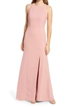 Dessy Collection Crepe Column Gown In Desert Rose