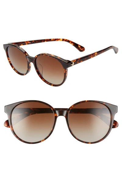 Kate Spade Eliza 55mm Polarized Round Sunglasses In Dkhavana/brown Grad Polz