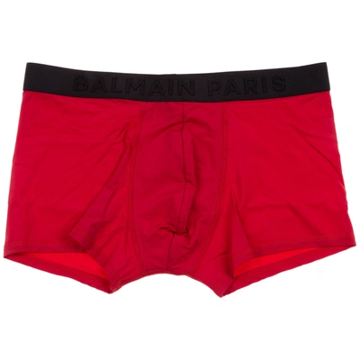 Balmain Men's Underwear Boxer Shorts In Red
