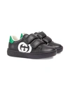 Gucci Teen Ace Touch-strap Sneakers In Black