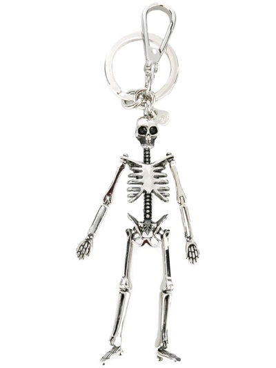 Alexander Mcqueen Gunmetal Skeleton Keychain In Gun Metal