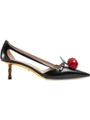 Gucci Unia Cherry Pointed Toe Pumps In Black