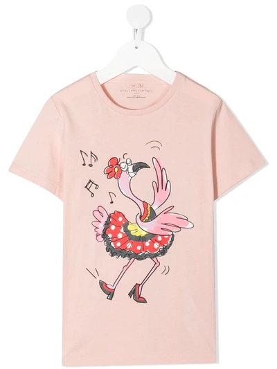 Stella Mccartney Kids' Dancing Flamingo Printed T-shirt In Pink