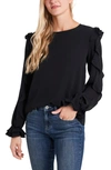 Cece Ruffle Sleeve Crepe Top In Black