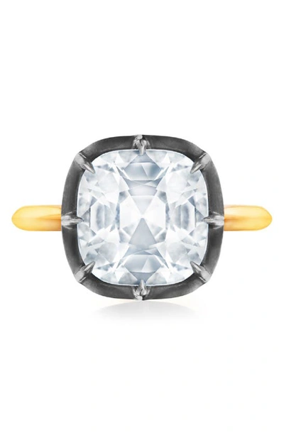 Fred Leighton Collet Cushion Ring In White Topaz