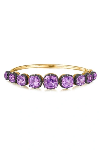 Fred Leighton Collet Cushion Bangle Bracelet In Amethyst