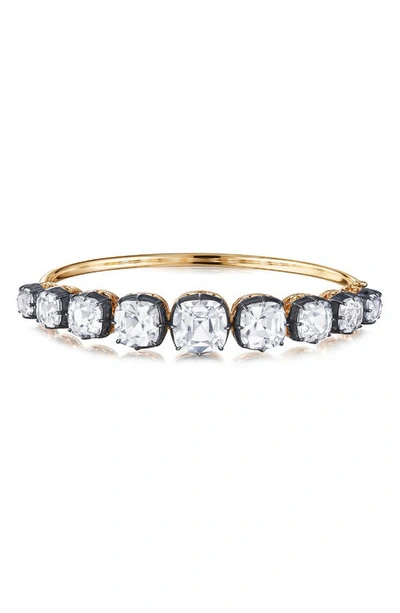 Fred Leighton Collet Cushion Bangle Bracelet In White Topaz
