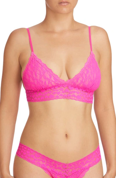 Hanky Panky Eros Heart Lace Padded Bralette In Passionate Pink