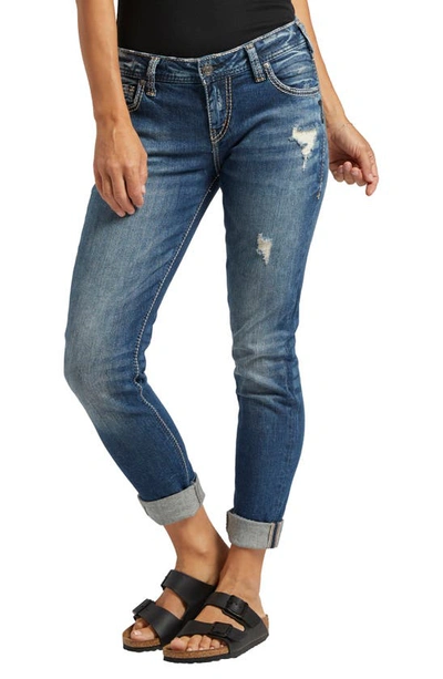 Silver Jeans Co. Girlfriend Distressed Jeans In Indigo