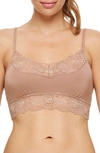 Montelle Intimates Lace Trim Bralette In Nutmeg