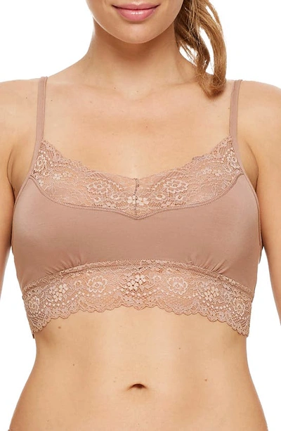 Montelle Intimates Lace Trim Bralette In Nutmeg