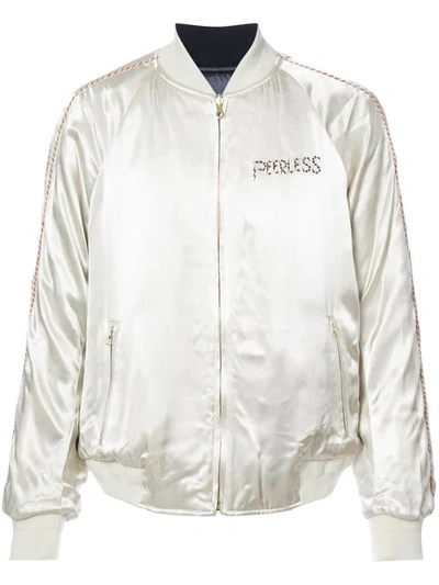 Visvim Douglas Reversible Embroidered Bomber Jacket In White